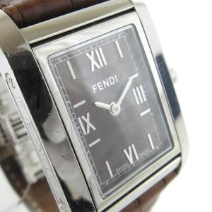 FENDI 腕時計 アナログ スクエア クオーツ 文字盤 ズッカ柄  ブラウン