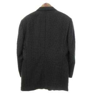 GIORGIO ARMANI テーラードジャケット ウール混 チェック 黒系 カーキ 48 SM0