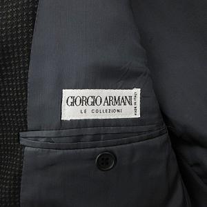 GIORGIO ARMANI テーラードジャケット ウール混 チェック 黒系 カーキ 48 SM0