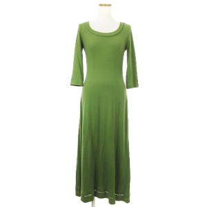 ワンピース ロング 七分袖 ウール 緑 グリーン系 42