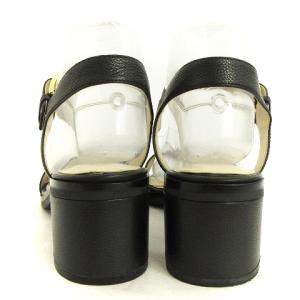 COLE HAAN アンクルストラップ サンダル チャンキーヒール レザー 黒 ブラック 7B 24cm位