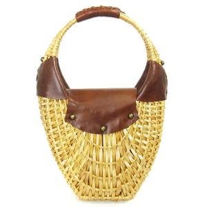 RALPH LAUREN かごバッグ ハンドバッグ バスケット レザー ナチュラル ブラウン系