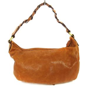 RALPH LAUREN メッシュショルダー ハンド バッグ ワンショルダー レザー キャメル系