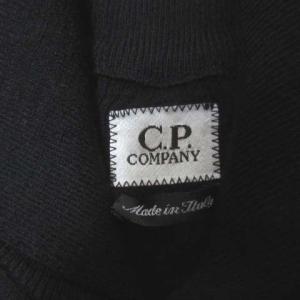 C.P. COMPANY 襟付き ニット ウール 黒 ブラック セーター 長袖 リブ 4 XL相当 X