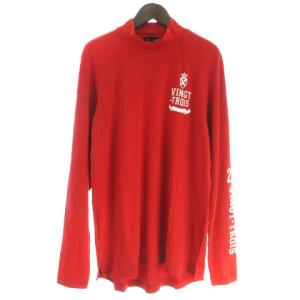 23区 GOLF ゴルフ タグ付き Tシャツ カットソー 長袖 ハイネック ラグラン プリント L 赤