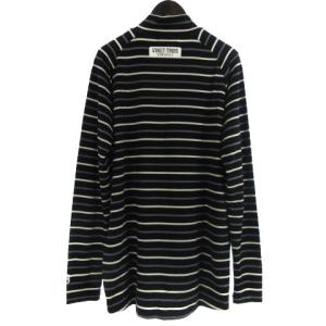 23区 GOLF ゴルフ タグ付き Tシャツ カットソー ハイネック ボーダー ストレッチ プリント L 黒 ブラック