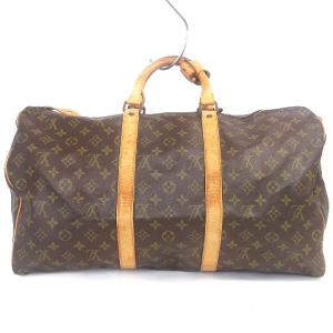 LOUIS VUITTON モノグラム キーポル50 ボストンバッグ ハンド レザー M41426 茶 ブラウン 鞄 ジャンク AA
