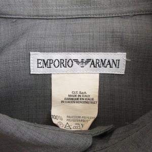 EMPORIO ARMANI ワイドカラー シャツ 長袖 比翼仕立て フライフロント グレー M SM0 AA