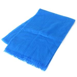 ストール フリンジ カシミヤ混 シルク混 無地 青 ブルー 小物 SM0 AA