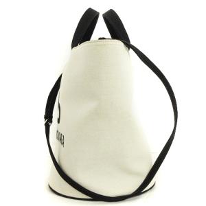 BALENCIAGA WAVE TOTE M BBロゴ ショルダーバッグ キャンバス 599332 オフホワイト ブラック