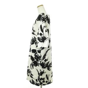 ADORE 17AW フレアスリーブワンピース ひざ丈 半袖 花柄 総柄 531-7140511 白 ホワイト 黒 ブラック 36