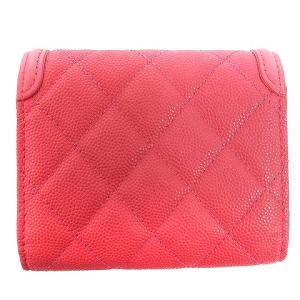 CHANEL CCフィリグリー スモールフラップ 3つ折り財布 コンパクト キャビアスキン AP0375