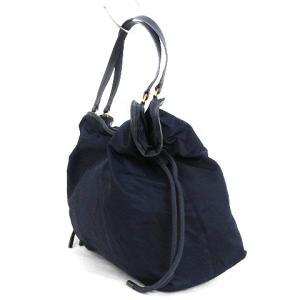 TORY BURCH トートバッグ ロゴ 巾着 A4対応 ナイロン ネイビー 紺