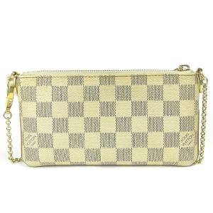 LOUIS VUITTON N60027 ダミエ アズール ポシェットミラMM ショルダーバッグ チェーン プレート アイボリー