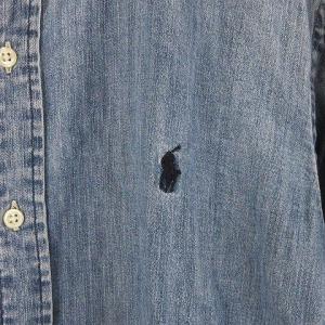 RALPH LAUREN シャンブレーシャツ ボタンダウン ポニー刺繍 コットン L ライトブルー SM0