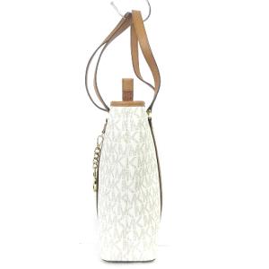 MICHAEL KORS 美品 シグネチャー トートバッグ チャーム付き PVC ロゴ プレート 総柄 35F7GD4T2B アイボリー 鞄 SM0