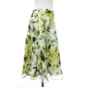 M'S GRACY 美品 スカート フレア ひざ丈 シフォン 花柄 フラワー 黄 イエロー 40 L位