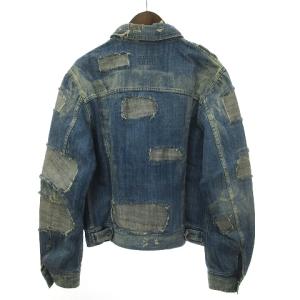 D&G デニムジャケット Gジャン シングル ダメージ加工 コットン フロントボタン 青 ブルー S
