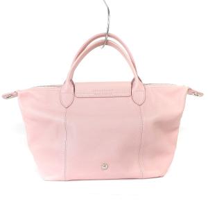 Longchamp プリアージュキュイール ショルダーバッグ ハンド 2WAY 折りたたみ ロゴ 刻印 1512737C59 ピンク 鞄