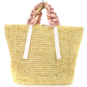 LUDLOW かごバッグ トート フリル ベージュ ピンク 鞄