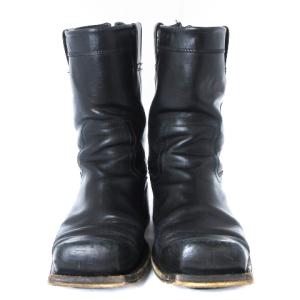 DSQUARED2 ミドルブーツ レザー スクエアトゥ バックジップ 39 24.5 ブラック 黒 SM0