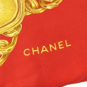 CHANEL スカーフ シルク チェーン柄 総柄 赤 レッド 小物 SM0 AA