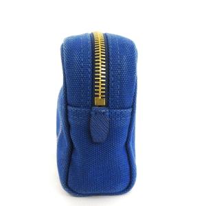 PRADA カナパ コスメポーチ アクセサリーポーチ ロゴ キャンバス ブルー 青 SM0
