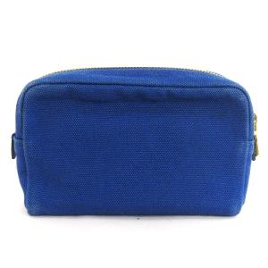 PRADA カナパ コスメポーチ アクセサリーポーチ ロゴ キャンバス ブルー 青 SM0