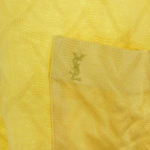 YVES SAINT LAURENT タグ付き ポロシャツ 半袖 刺繍 総柄 ヴィンテージ L7 イエロー 黄色 SM0
