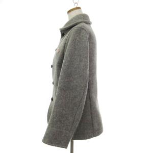 DANTON ウールモッサコート ミドル丈 フロントボタン ロゴ ワッペン JD-8243 グレー 36 SM0