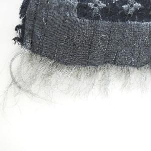 LOUIS VUITTON 401910 モノグラム ショール ストール フリンジ ラメ シルク混 ブラック