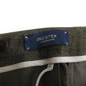 INCOTEX 美品 スラックス パンツ 無地 センタープレス ジッパーフライ 茶 ブラウン 42