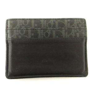 DIOR HOMME カードケース 名刺入れ プリント レザー 黒 ブラック グレー AA