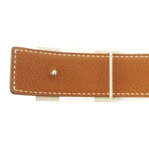 HERMES コンスタンス Hロゴ ベルト リバーシブル H 刻印 レザー シルバー金具 黒 茶 75