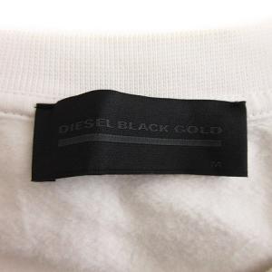DIESEL BLACK GOLD スウェット トレーナー 裏起毛 クルーネック 装飾 白 ホワイト系 M