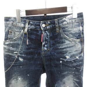DSQUARED2 デニムパンツ ジーンズ スリムフィット ペイント ダメージ加工 ウォッシュ コットン ボタンフライ S72LA0294 インディゴ