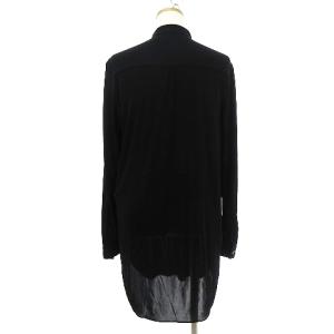 POLO RALPH LAUREN シャツ ブラウス 長袖 バンドカラー とろみ 無地 シアー 黒 ブラック S