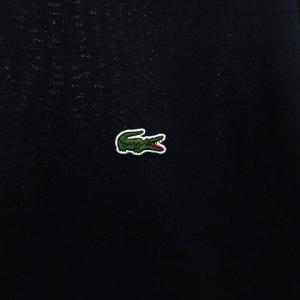 LACOSTE CLASSIC FIT ニットカットソー Tシャツ 半袖 丸首 クルーネック ロゴワッペン M 紺 ネイビー