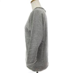 LANVIN en Bleu カットソー 長袖 カットオフ ラグランスリーブ ストーン ビジュー 38 M 灰色 グレー