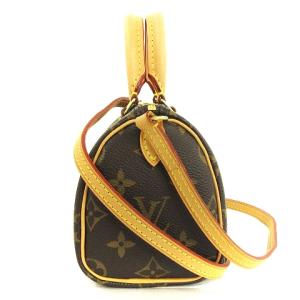 LOUIS VUITTON 20年製 モノグラム ナノ スピーディ ショルダーバッグ ハンド 2WAY M61252 ブラウン