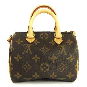LOUIS VUITTON 20年製 モノグラム ナノ スピーディ ショルダーバッグ ハンド 2WAY M61252 ブラウン