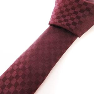 ダミエ クラヴァット プティ ネクタイ レギュラータイ チェック シルク M67975 ボルドー