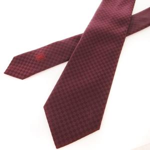 LOUIS VUITTON ダミエ クラヴァット プティ ネクタイ レギュラータイ チェック シルク M67975 ボルドー