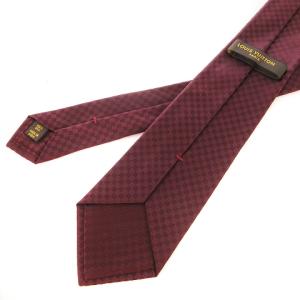 LOUIS VUITTON ダミエ クラヴァット プティ ネクタイ レギュラータイ チェック シルク M67975 ボルドー
