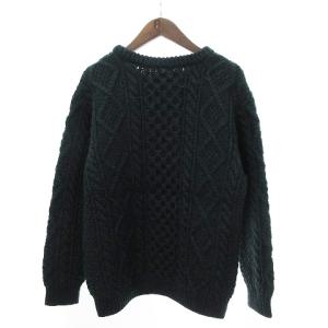 WACKO MARIA フィッシャーマンセーター ケーブルニット 長袖 ハイゲージ クルーネック 丸首 ウール M グリーン 緑