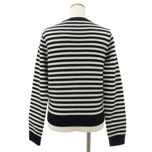 J&M DAVIDSON タグ付き ニット セーター 長袖 リボン ボーダー ウール 白 ホワイト ネイビー 紺 S