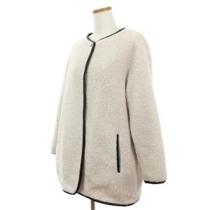 SHIPS ボア コート ノーカラー ジャケット パイピング 314-15-0453 アイボリー ブラック系 SM1