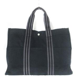 HERMES フールトゥ MM トートバッグ 鞄 ハンド キャンバス 黒 ブラック SM1