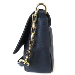 MICHAEL KORS ショルダーバッグ チェーン フラップ レザー ロゴ プレート 紺 ネイビー 鞄 SM1