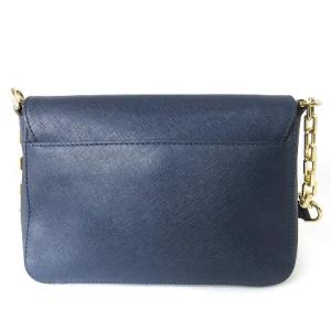 MICHAEL KORS ショルダーバッグ チェーン フラップ レザー ロゴ プレート 紺 ネイビー 鞄 SM1